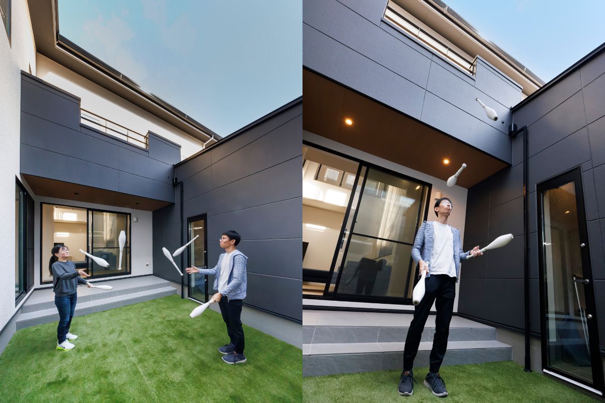 夫婦で共通の趣味を楽しむ、バイクガレージ＆防音室のある家